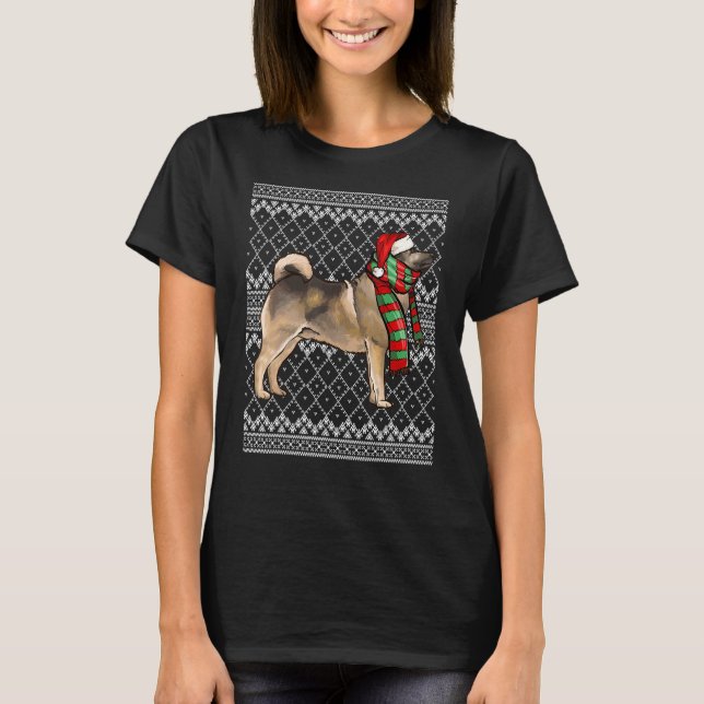 Xmas Norwegisch Elkhound Santa Claus Hat Ugly Chri T-Shirt (Vorderseite)