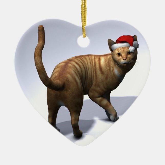 Xmas Orange Tabby Keramikornament (Vorne)