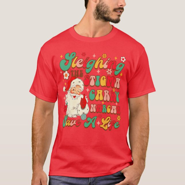 Xmas Overdose Awareness Sleighing The Stigma ry Na T-Shirt (Vorderseite)