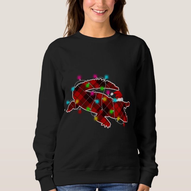 Xmas Pajama Kariert Weihnachtslicht Guinea Schwein Sweatshirt (Vorderseite)