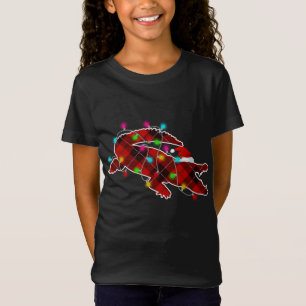 Xmas Pajama Kariert Weihnachtslicht Guinea Schwein T-Shirt