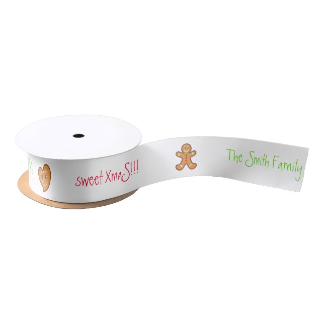 XmaS pals Custom Text on White 1 Satinband (Spule)