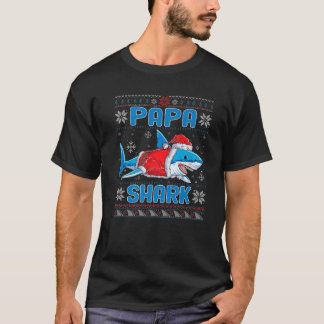 Xmas Papa Santa Shark Lover Weihnachtsfamilie Ugi T-Shirt