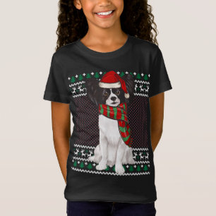 Xmas Papillon Dog Weihnachtsmannmütze Ugly Christm T-Shirt