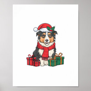 Xmas Party Decoration Australian Shepherd Dog Chri Poster