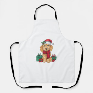 Xmas Party Decoration Santa Goldendoodle Dog Chris Schürze
