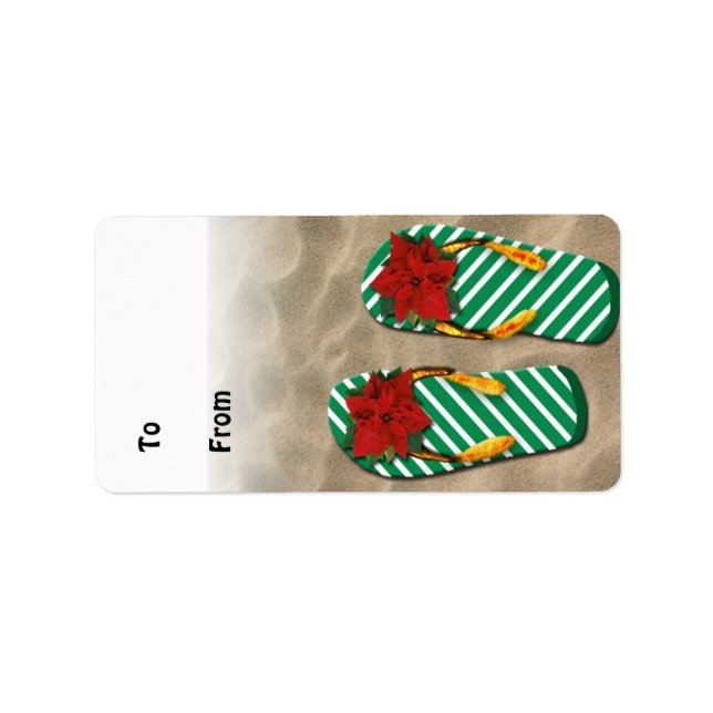 Xmas Party Flip Flops Geschenktasten Adressaufkleber (Vorne)