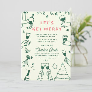 Xmas Party HolidayHand Zeichnete Funky Handwriting Einladung