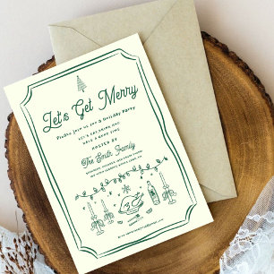 Xmas Party HolidayHand Zeichnete Funky Handwriting Einladung