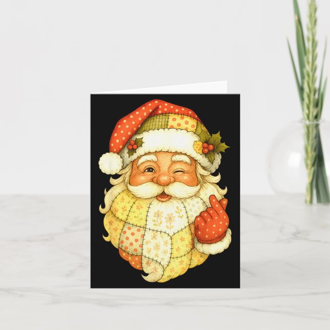 Xmas Patchwork Santa Claus Christmas Funny Mens Wo Karte (Vorderseite)