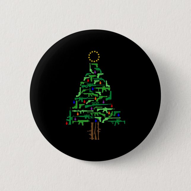 Xmas Patriotic 2nd Amendment Gun Christmas Tree  Button (Vorderseite)