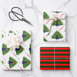 Xmas Peacock Wrapping Paper Flat Sheet Set of 3 Geschenkpapier Set