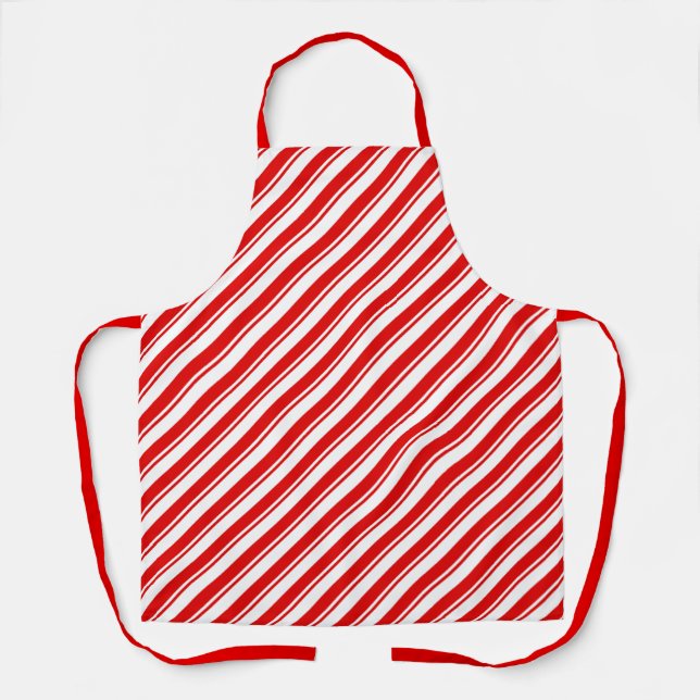 Xmas Peppermint Candy Stripe Red White Festival Schürze (Vorderseite)
