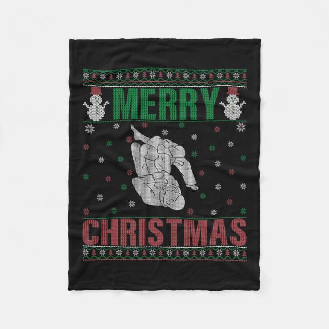 Xmas Pjs Matching Jiu Jitsu Kämpfer Ugly Weihnacht Fleecedecke (Vorderseite)