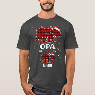 Xmas Plaid Bear Opa Baby Polar Pregnancy Announcem T-Shirt