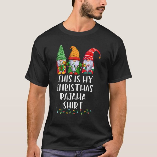 Xmas Plaid  Three Gnome This Is My Christmas Pajam T-Shirt (Vorderseite)