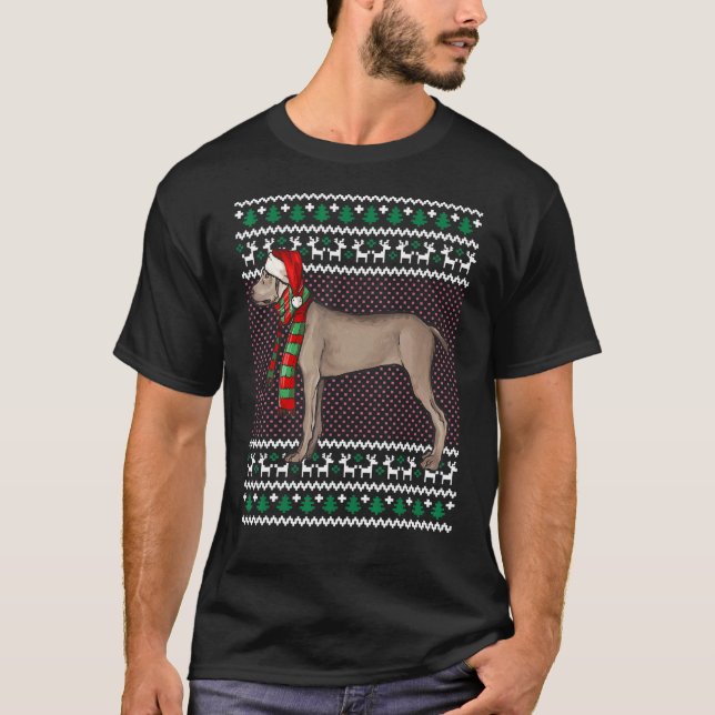 Xmas Pointer Dog Weihnachtsmannmütze Ugge Weihnach T-Shirt (Vorderseite)