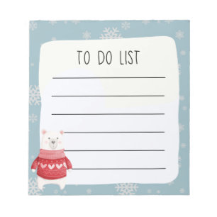 Xmas Polar Bär Blue White Snowflake zu tun Liste Notizblock