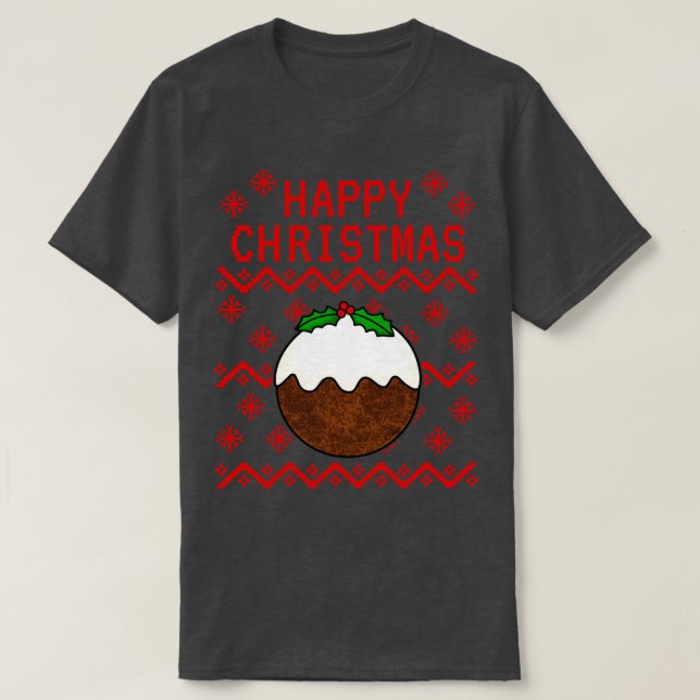 Xmas Pudding Ugly Weihnachten T-Shirt (Design vorne)