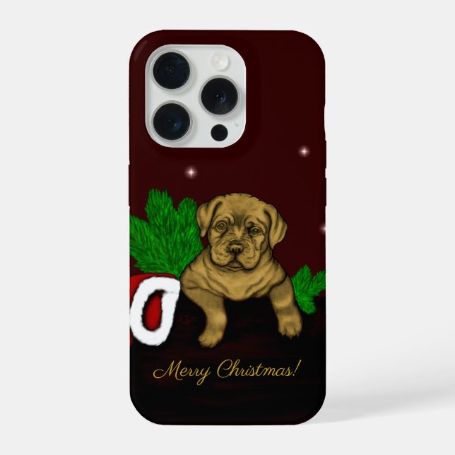XMas Puppy iPhone 15 Pro Hülle (Rückseite)