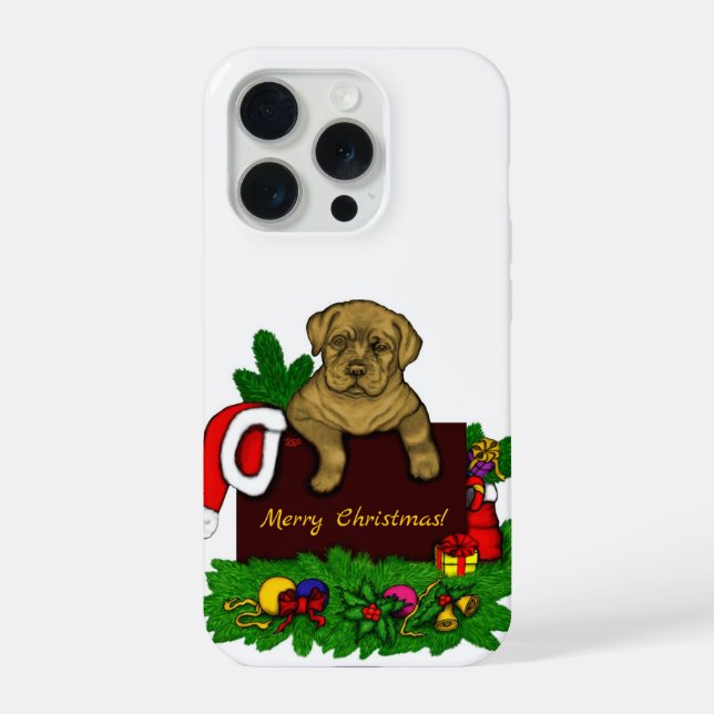 XMas Puppy iPhone 15 Pro Hülle (Rückseite)
