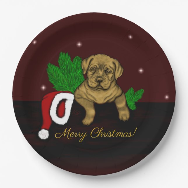XMas Puppy Pappteller (Vorderseite)