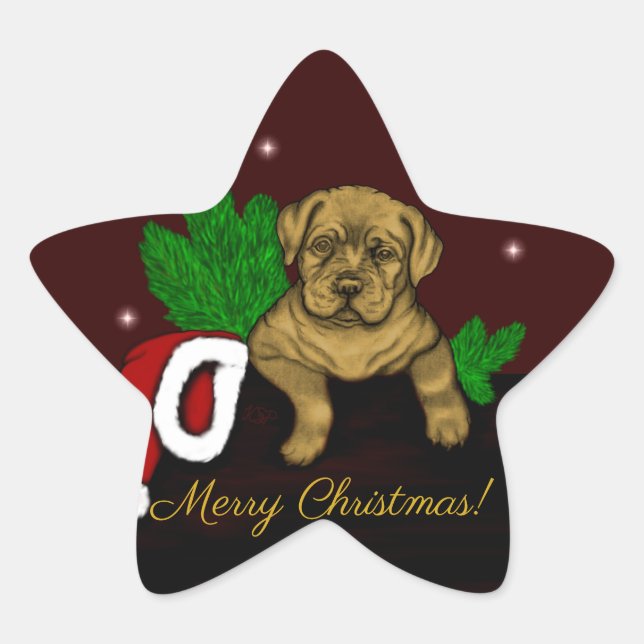 XMas Puppy Stern-Aufkleber (Vorderseite)