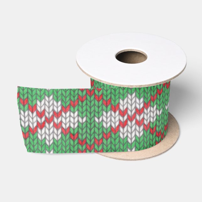 XMAS RAUTE STRICK 3" Breitformatzoom Satinband (Spule)
