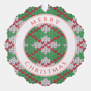 XMAS RAUTE STRICK Scalloped Paper Ornament Karte