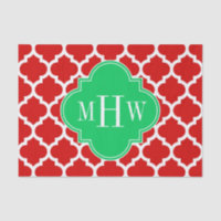 Xmas Red White Marokko #5 Emerald Name Monogram