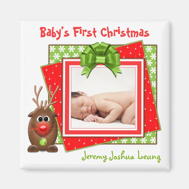 Xmas Reindeer Baby's First Christmas Magnet (Vorne)