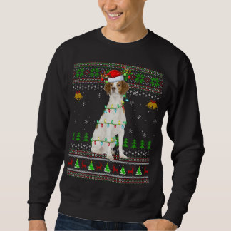 Xmas Reindeer Weihnachtsmannmütze Brittany Spaniel Sweatshirt