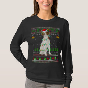 Xmas Reindeer Weihnachtsmannmütze Brittany Spaniel T-Shirt