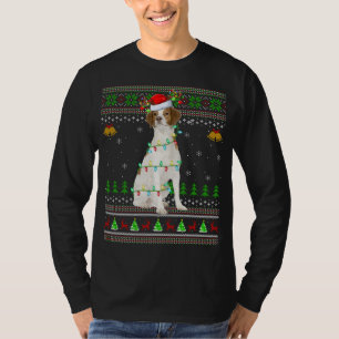 Xmas Reindeer Weihnachtsmannmütze Brittany Spaniel T-Shirt