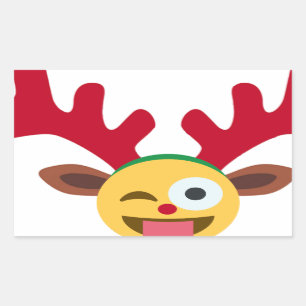 xmas Rentiere wink emoji Rechteckiger Aufkleber