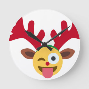 xmas Rentiere wink emoji Runde Wanduhr