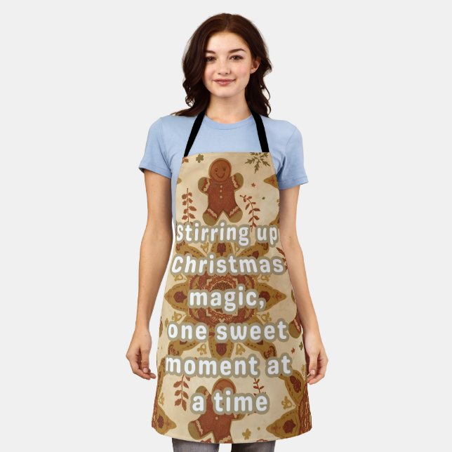 XMAS Retro‑Boho Gingerbread Magic Chef Schürze (Getragen)