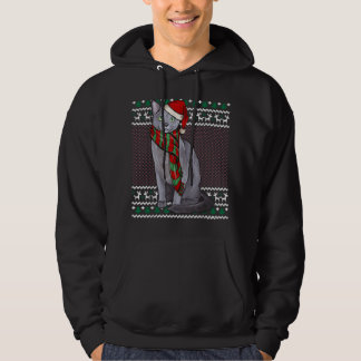 Xmas Russian Blue Cat Weihnachtsmannmütze Ugge Wei Hoodie