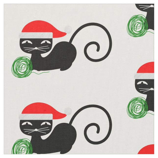 xmas santa cat stoff (Nahaufnahme)