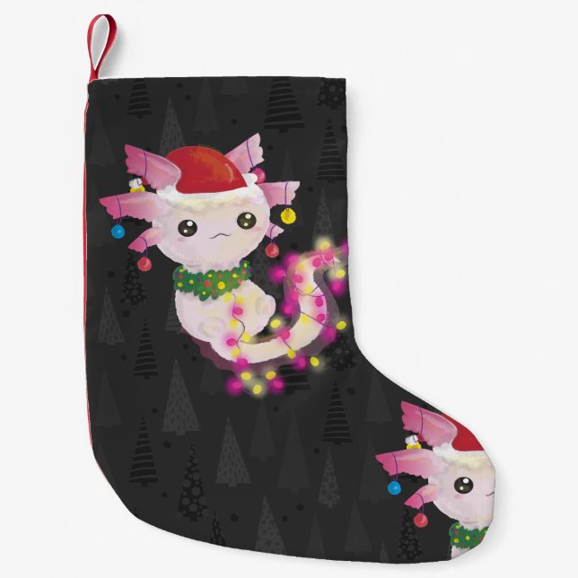 xmas santa claus axolotl kleiner weihnachtsstrumpf (Vorderseite)