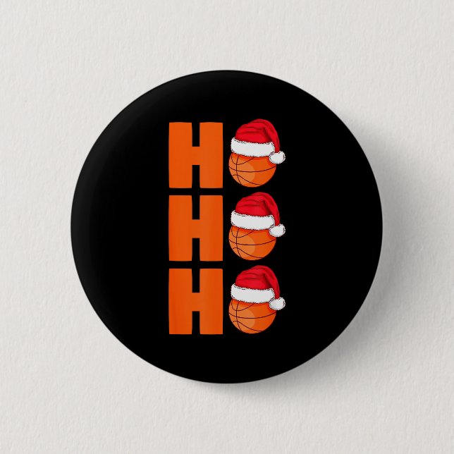 Xmas Santa Claus Basketball Christmas  Button (Vorderseite)