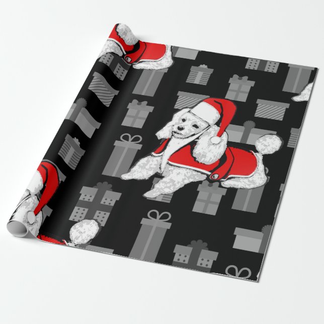 xmas santa claus poodle geschenkpapier (Ungerollt)