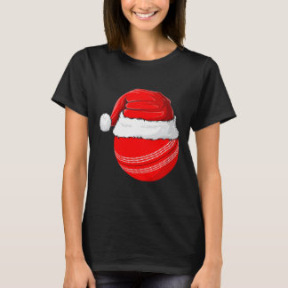 Xmas Santa Hat Christmas Cricket T-Shirt