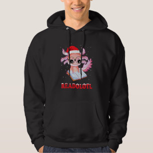 Xmas Santa Readolotl Bookworm Book Reading Amphibi Hoodie