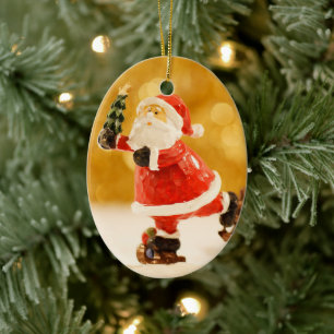 XMAS SANTA SKATER TREE KERAMIK ORNAMENT