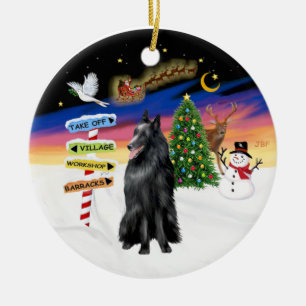 Xmas-Schilder - Belgischer Schäferhund Keramikornament
