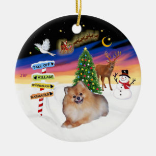 Xmas-Schilder - Pomeranian #4 Keramik Ornament
