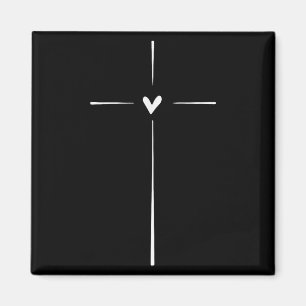 Xmas Shop Uni Modern Schwarz Herz Religiös  Magnet