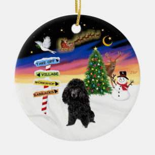 Xmas Signs - Black Toy Poodle Keramik Ornament