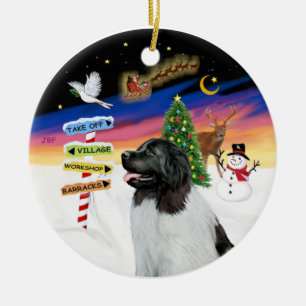 Xmas Signs - Newfie Landseer Keramikornament